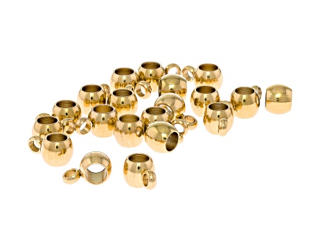 18K Gold Over Stainless Steel Slider Beads with Rings in Assorted Sizes