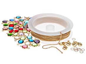 Gold Tone Multicolor Bracelet and Necklace Kit