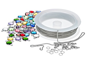 Silver Tone Multicolor Bracelet and Necklace Kit