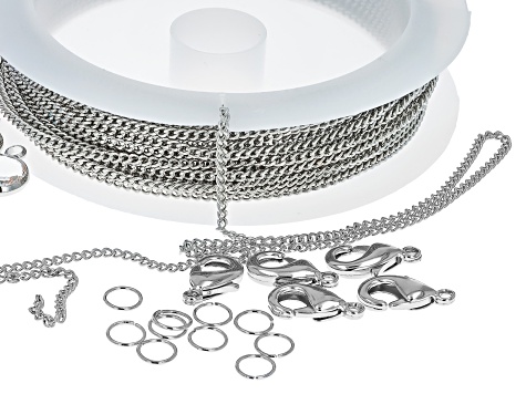 Silver Tone Birthstone Bracelet and Necklace Kit