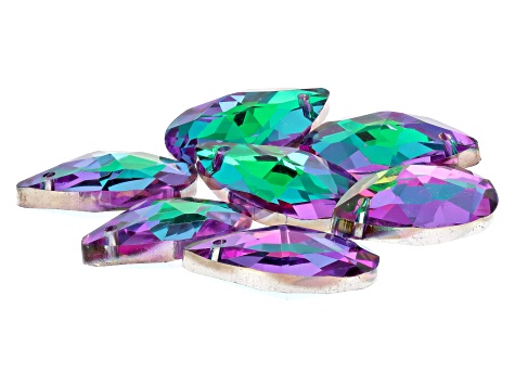 Peacock Iridescent Faceted Teardrop Glass Dangles set of 42