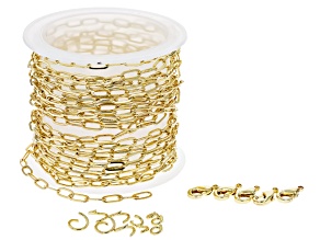Gold Tone Unfinished Paperclip Chain appx 3m and Findings