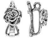 Silver Tone Flower and Rose 12mm Bail Enhancer Set of 10