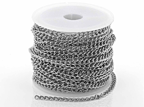 Assorted Chain Set of 3 in Silver Tone appx 15 Meters Total