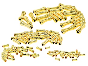 Gold Tone Bamboo Shaped Tubes in Assorted Sizes Set of 100