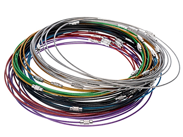 Multicolor Stainless Steel Cable Necklace Approximately 18