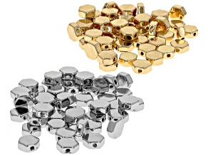 Gold Tone & Silver Tone 8mm Octagon Space Bead Set of 100