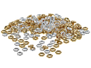Silver & Gold Tone 5x1.5mm Floral Spacer Bead Set of 200