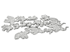Stainless Steel Elephant Three Dimensional Charms in Assorted Shapes and Sizes Set of 15