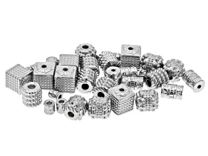 Stainless Steel Beads in Assorted Shapes and Sizes Set of 34