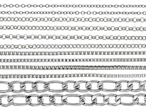 Stainless Steel Finished Chain in Assorted Lengths & Styles Set of 12