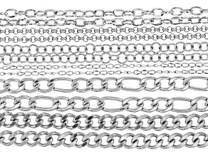Stainless Steel 8" Finished Bracelet Chain in Assorted Styles Set of 12