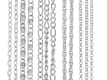 Picture of Silver Tone Assorted Lengths Pendant Chain with Magnet Clasp Set of 12
