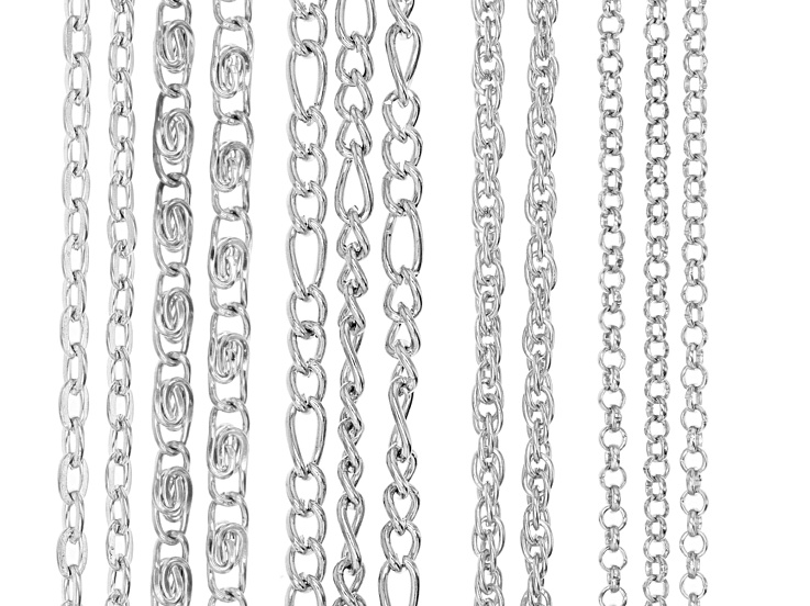 Silver Tone Assorted Lengths Pendant Chain with Magnet Clasp Set