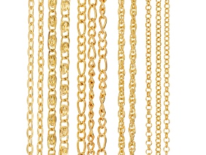 Gold Tone Assorted Lengths Pendant Chain with Magnet Clasp Set of 12