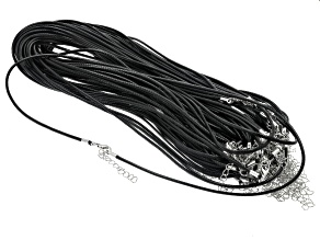 Black Wax Cord Necklace with Lobster Clasp & Extender Set of 50