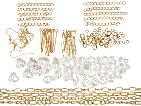 White Faux Pearl Assortment with Findings Set of 174