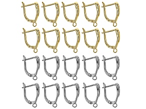 Silver & Gold Tone U shaped Earrings with Connected Jump Ring Set of 20