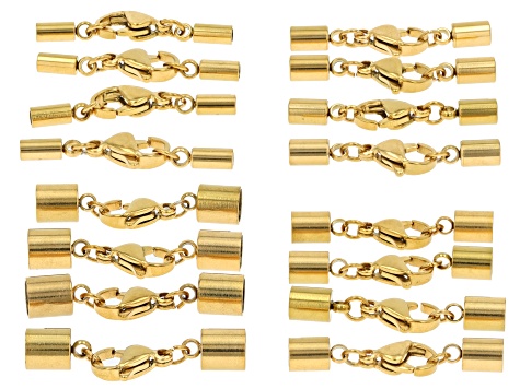 18K Gold Plated Stainless Steel Lobster Clasps & End Caps Set of 16