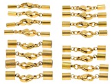 18K Gold Plated Stainless Steel Lobster Clasps & End Caps Set of 16