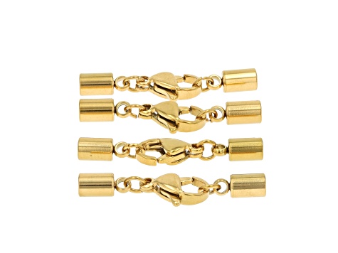 18K Gold Plated Stainless Steel Lobster Clasps & End Caps Set of 16