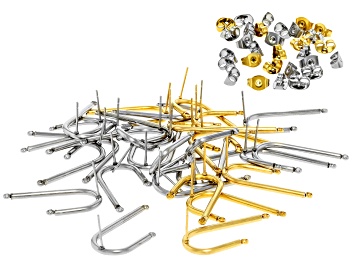 Picture of 18k Gold Plated Stainless Steel & Stainless Steel U Shaped Earrings Set of 30