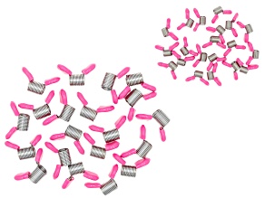 Silver Tone 7mm & 12mm Bead Stoppers with Pink Tips Set of 40