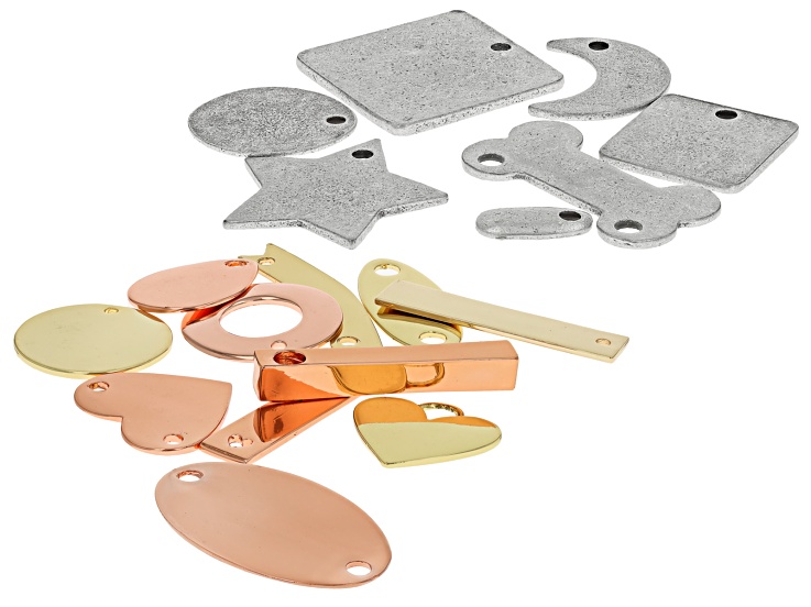 ImpressArt® Silver, 18K Gold, and 18K Rose Gold Over Pewter Mystery Stamping Blanks Set of 18