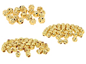 Gold Tone Textured Beads in Assorted Sizes Set of 100
