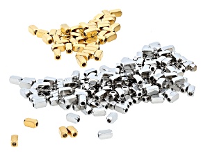 Stainless Steel and 18k Gold Over Stainless Steel 4x2mm Rectangle Beads Set of 250