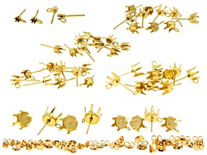 18K Gold Over Stainless Steel Earring Setting with Jump Ring Set of 52