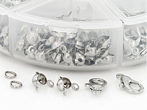 Silver Tone Lobster Clasp, Jump Ring, & Clam Shell Set of 570