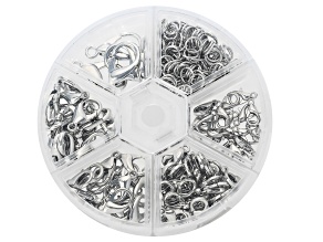 Silver Tone Lobster Clasp in Assorted Sizes and 6mm Jump Ring Set of 240
