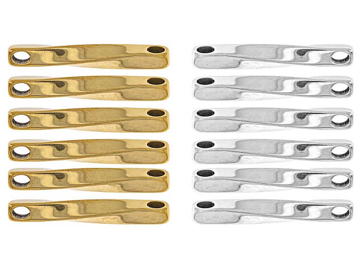 Stainless Steel & Gold Tone Stainless Steel 41x5mm Connector Set of 12