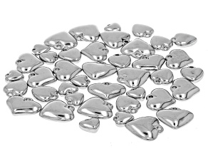 Stainless Steel Assorted Size Heart Charms Set of 40