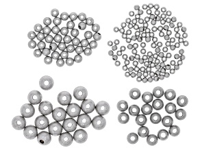 Stainless Steel Assorted Size Sandblasted Round Loose Bead Set of 200