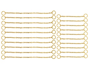 18K Gold Over Stainless Steel Extender Chains with Closed Jump Rings Set of 20