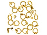 18k Gold Over Stainless Steel & Stainless Steel 12x2mm Open Circle Stud Earring Set of 50