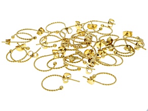18k Gold Over Stainless Steel 13x19mm Twist Hook Earring Set of 30