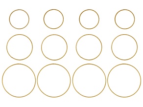 18k Gold Over Stainless Steel Assorted Size Open Circle Twisted Focal Ring Set of 12