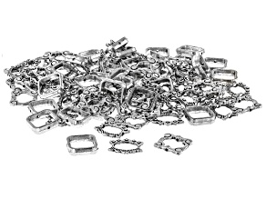 Antique Silver Tone Bead Frames in Assorted Sizes & Styles Set of 90