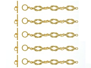 Gold Tone Bracelet Chain with Attached Toggle & Toggle Bar Set of 10