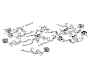 Silver Tone 18mm Spiral Ribbon Earring Finding with Attached Closed Jump Ring Set of 10