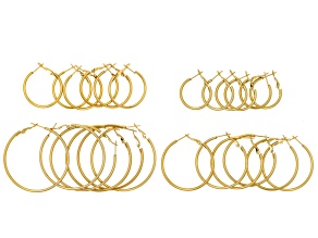 18k Gold Over Stainless Steel Hoop Earring Findings in Assorted Sizes Set of 24