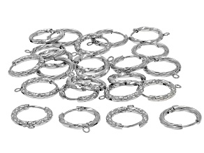 Stainless Steel 16mm Huggie Hoop Earring Findings Assorted Textured Set of 24