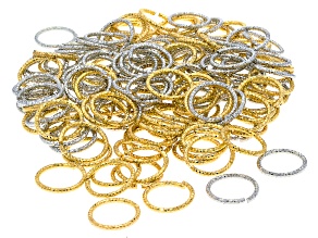 Gold & Silver Tone 15x1.5mm Diamond Cut Texture Jump Rings Set of 200