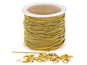 Gold Tone Unfinished Chain, Lobster Clasp, & Jump Ring Set of 31