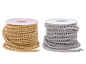 Gold & Silver Tone Unfinished Curb Link Chain Duo Total of 10 Meters