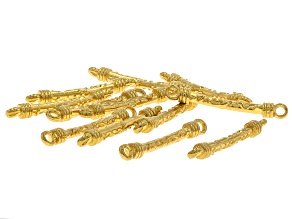 18K Gold Over Stainless Steel 25mm Textured Connector Bar Set of 12