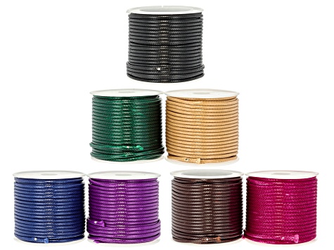 Multicolor 2mm Wax Cord Set of 7 Total of 70 Meters